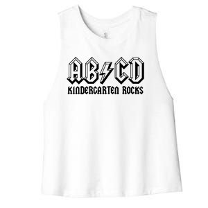 ABCD Rocks Back To School Kindergarten Rocks Funny Teacher Women's Racerback Cropped Tank