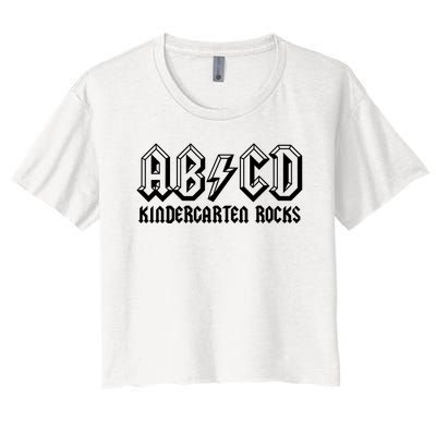 ABCD Rocks Back To School Kindergarten Rocks Funny Teacher Women's Crop Top Tee