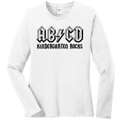 ABCD Rocks Back To School Kindergarten Rocks Funny Teacher Ladies Long Sleeve Shirt