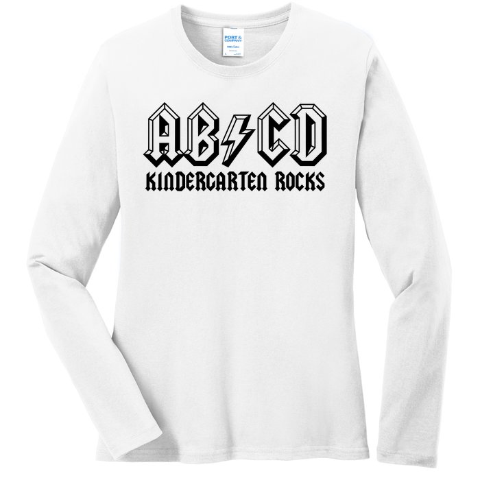 ABCD Rocks Back To School Kindergarten Rocks Funny Teacher Ladies Long Sleeve Shirt