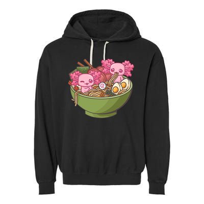Axolotl Ramen Bowl Kawaii Anime  Garment-Dyed Fleece Hoodie