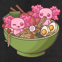 Axolotl Ramen Bowl Kawaii Anime  7 Panel Mesh Trucker Snapback Hat