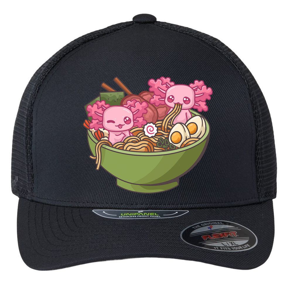Axolotl Ramen Bowl Kawaii Anime  Flexfit Unipanel Trucker Cap
