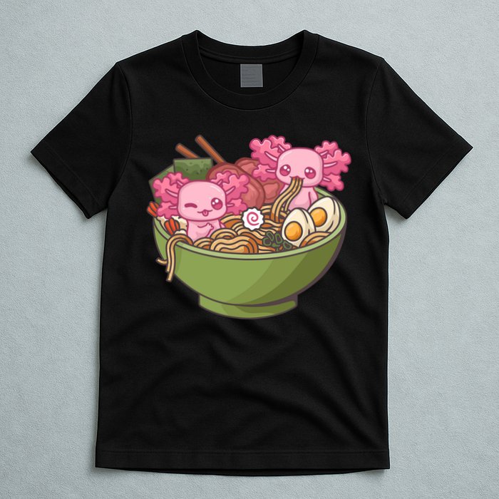 Axolotl Ramen Bowl Kawaii Anime  T-Shirt
