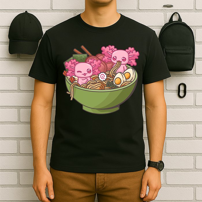 Axolotl Ramen Bowl Kawaii Anime  T-Shirt