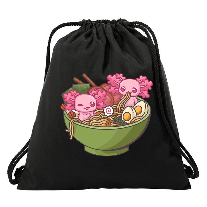 Axolotl Ramen Bowl Kawaii Anime  Drawstring Bag