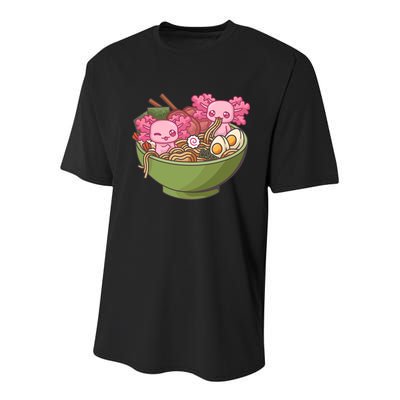 Axolotl Ramen Bowl Kawaii Anime  Youth Performance Sprint T-Shirt