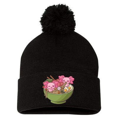 Axolotl Ramen Bowl Kawaii Anime  Pom Pom 12in Knit Beanie