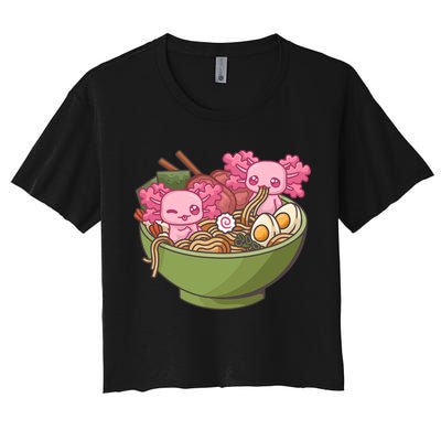 Axolotl Ramen Bowl Kawaii Anime  Women's Crop Top Tee