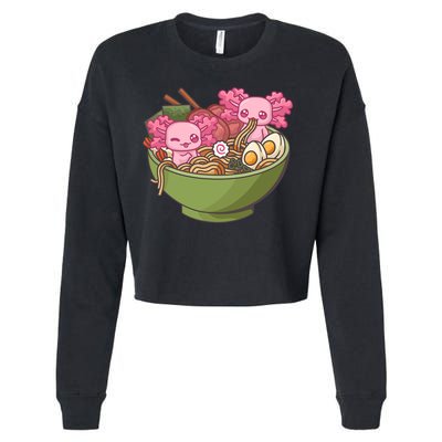Axolotl Ramen Bowl Kawaii Anime  Cropped Pullover Crew