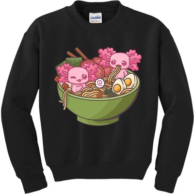 Axolotl Ramen Bowl Kawaii Anime  Kids Sweatshirt