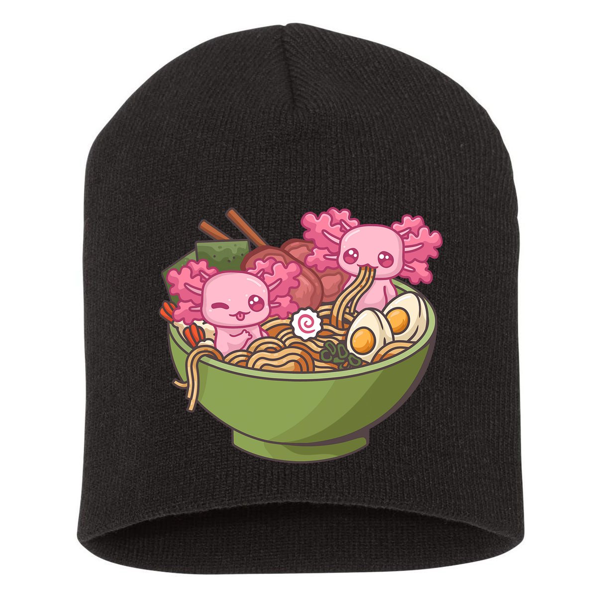 Axolotl Ramen Bowl Kawaii Anime  Short Acrylic Beanie