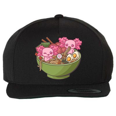 Axolotl Ramen Bowl Kawaii Anime  Wool Snapback Cap
