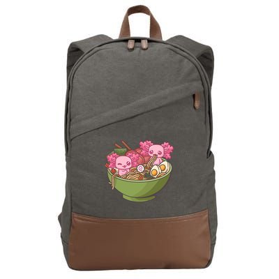 Axolotl Ramen Bowl Kawaii Anime  Cotton Canvas Backpack