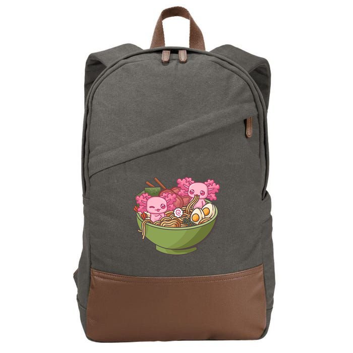 Axolotl Ramen Bowl Kawaii Anime  Cotton Canvas Backpack