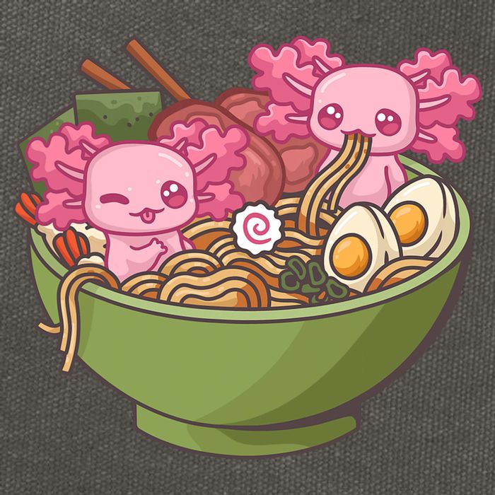 Axolotl Ramen Bowl Kawaii Anime  Cotton Canvas Backpack