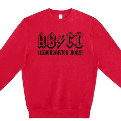 ABCD Rocks Back To School Kindergarten Rocks Funny Teacher Premium Crewneck Sweatshirt