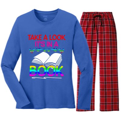 Avid Readers Bookworms Take A Look Its In A Book Lovers Gift Women's Long Sleeve Flannel Pajama Set 