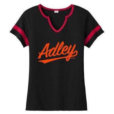 Adley Rutschman Baltimore Text Baltimore Baseball Ladies Halftime Notch Neck Tee