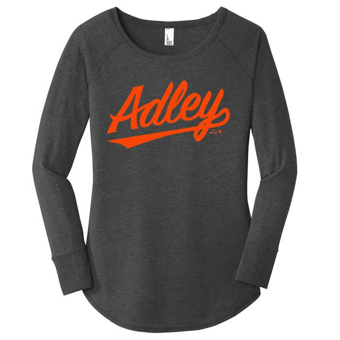 Adley Rutschman Baltimore Text Baltimore Baseball Women's Perfect Tri Tunic Long Sleeve Shirt