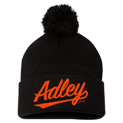 Adley Rutschman Baltimore Text Baltimore Baseball Pom Pom 12in Knit Beanie