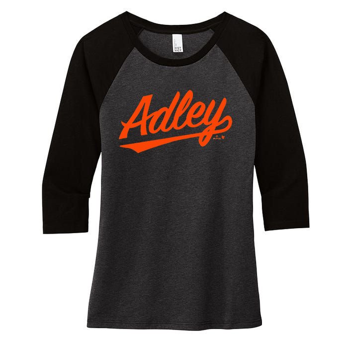 Adley Rutschman Baltimore Text Baltimore Baseball Women's Tri-Blend 3/4-Sleeve Raglan Shirt