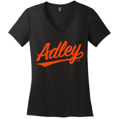 Adley Rutschman Baltimore Text Baltimore Baseball Women's V-Neck T-Shirt