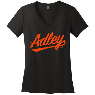 Adley Rutschman Baltimore Text Baltimore Baseball Women's V-Neck T-Shirt