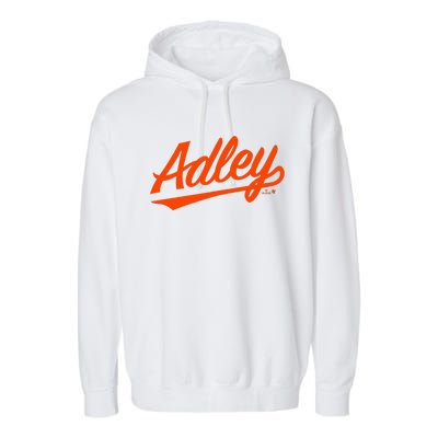 Adley Rutschman Baltimore Text Baltimore Baseball Garment-Dyed Fleece Hoodie