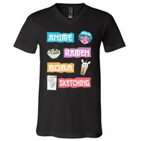 Anime Ra Boba Sketching  Kawaii Anime Lover Merch Gift  V-Neck T-Shirt