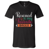 Adorable Rescued Breed Typography V-Neck T-Shirt