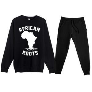 African Roots Black History Month Africa Map Descendants Gift Premium Crewneck Sweatsuit Set