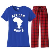 African Roots Black History Month Africa Map Descendants Gift Women's Flannel Pajama Set