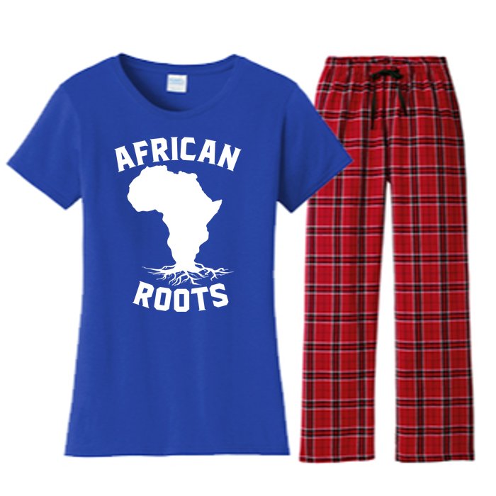 African Roots Black History Month Africa Map Descendants Gift Women's Flannel Pajama Set