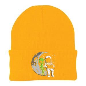 Astronaut Reading Book To Alien Moon Space Knit Cap Winter Beanie