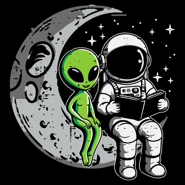 Astronaut Reading Book To Alien Moon Space 16 in Basic Backpack