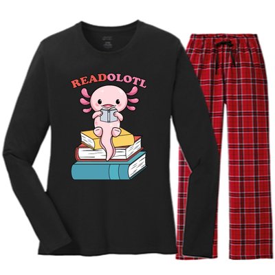 Axolotl Read Book Women's Long Sleeve Flannel Pajama Set 