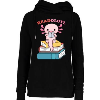 Axolotl Read Book Womens Funnel Neck Pullover Hood