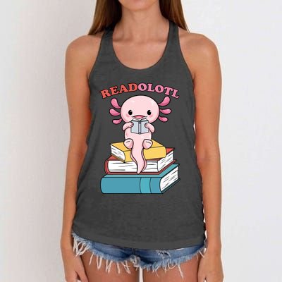 Axolotl Read Book Women's Knotted Racerback Tank