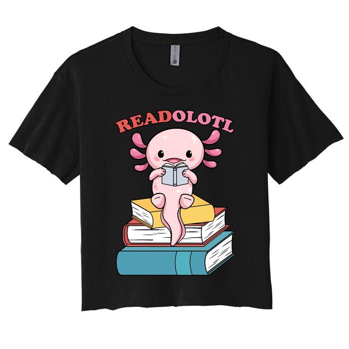 Axolotl Read Book Women's Crop Top Tee