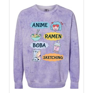 Anime Ramen Boba Sketching Kawaii Girl Anime Lover Gift Colorblast Crewneck Sweatshirt