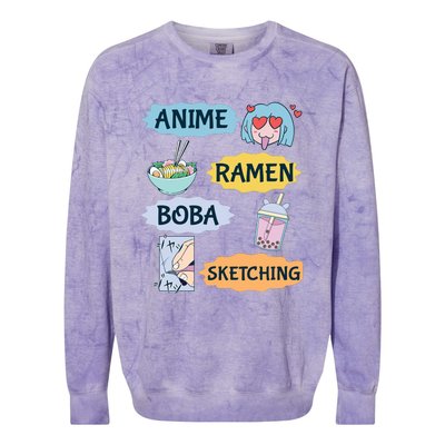 Anime Ramen Boba Sketching Kawaii Girl Anime Lover Gift Colorblast Crewneck Sweatshirt