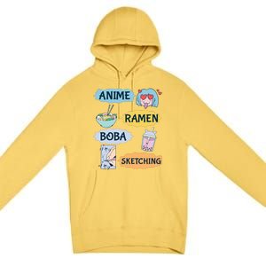 Anime Ramen Boba Sketching Kawaii Girl Anime Lover Gift Premium Pullover Hoodie