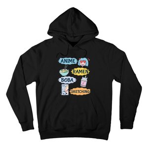 Anime Ramen Boba Sketching Kawaii Girl Anime Lover Gift Hoodie