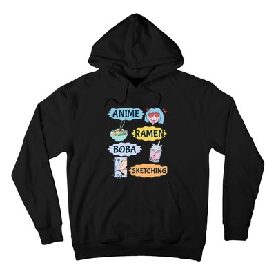 Anime Ramen Boba Sketching Kawaii Girl Anime Lover Gift Hoodie