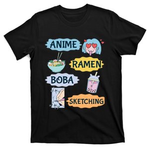 Anime Ramen Boba Sketching Kawaii Girl Anime Lover Gift T-Shirt