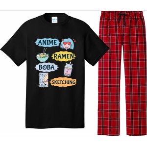 Anime Ramen Boba Sketching Kawaii Girl Anime Lover Gift Pajama Set