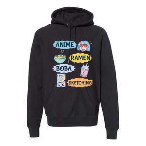 Anime Ramen Boba Sketching Kawaii Girl Anime Lover Gift Premium Hoodie