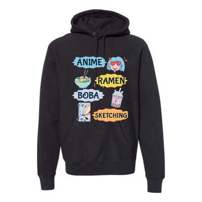 Anime Ramen Boba Sketching Kawaii Girl Anime Lover Gift Premium Hoodie