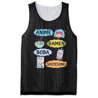 Anime Ramen Boba Sketching Kawaii Girl Anime Lover Gift Mesh Reversible Basketball Jersey Tank